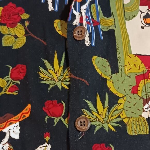 Button Down Shirt Short Sl "Day Of The Dead." David Carey Orig Multi-C Men's 2XL - Picture 7 of 7